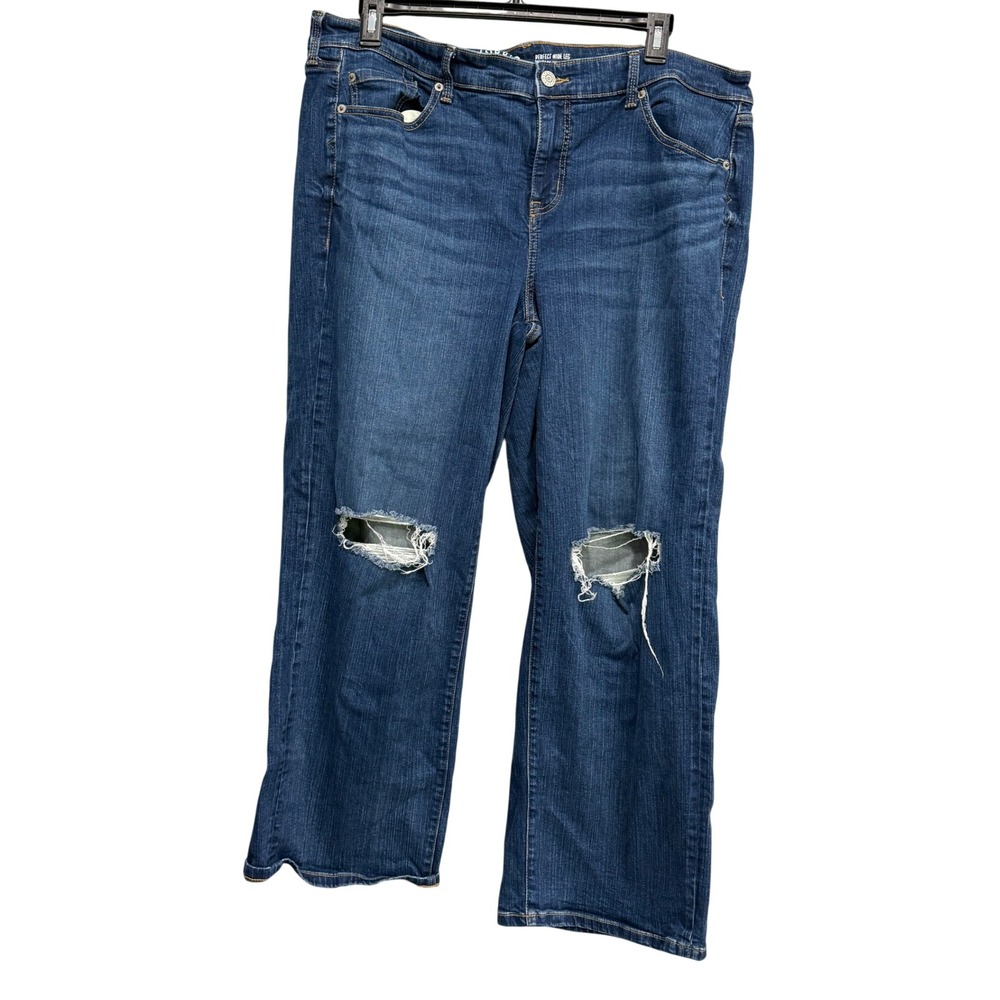 Torrid Perfect Wide Leg Vintage Stretch Distressed Ripped Jeans Blue 18R